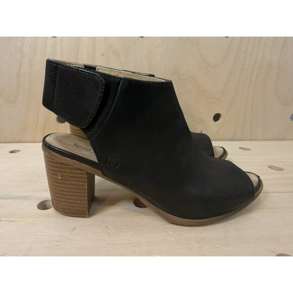 JOSEF SEIBEL Size 37 US 7 BONNIE Black Peep Toe Heels Bootie Shoes - Picture 2 of 9